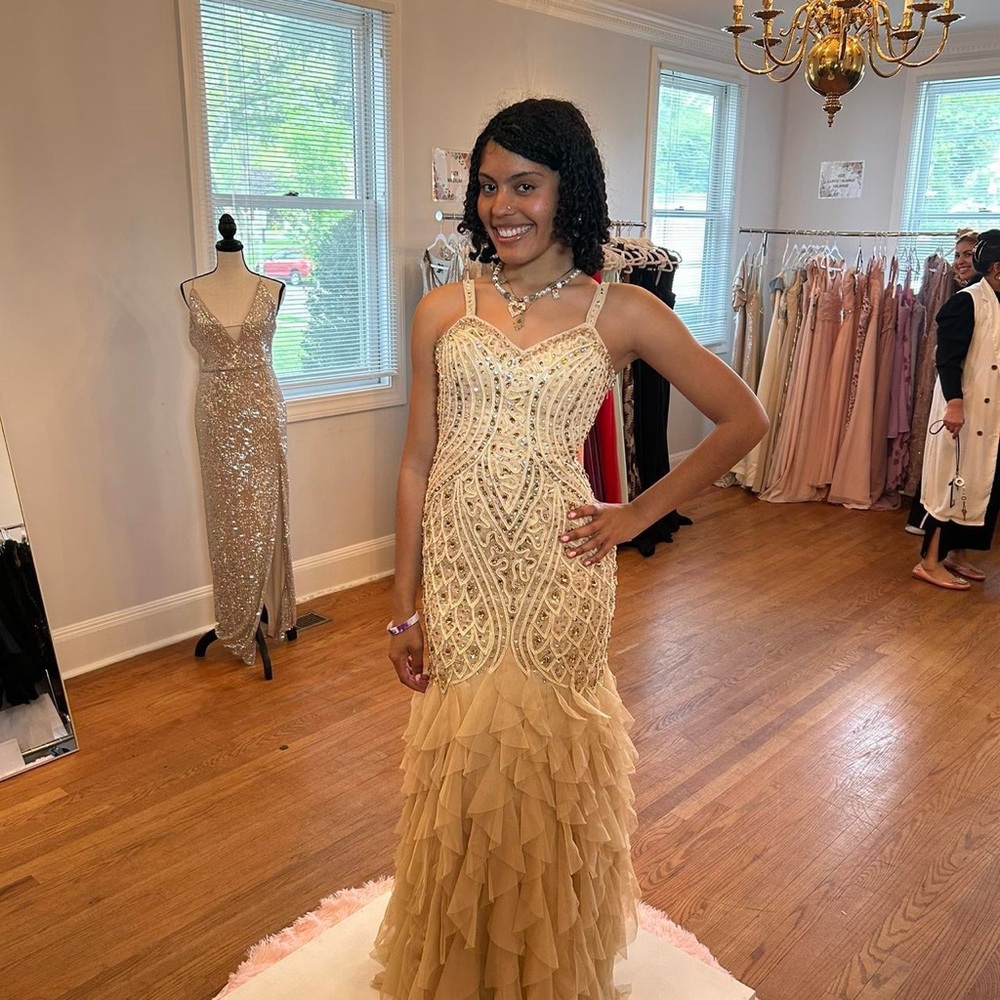 NYCE dress Gold rhinestone Bedazzled, mermaid style